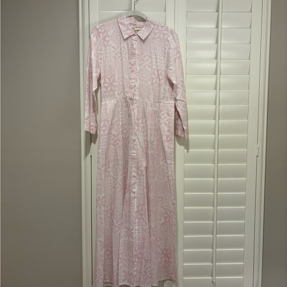 Elegant Pink Patterned Long Sleeve Dress